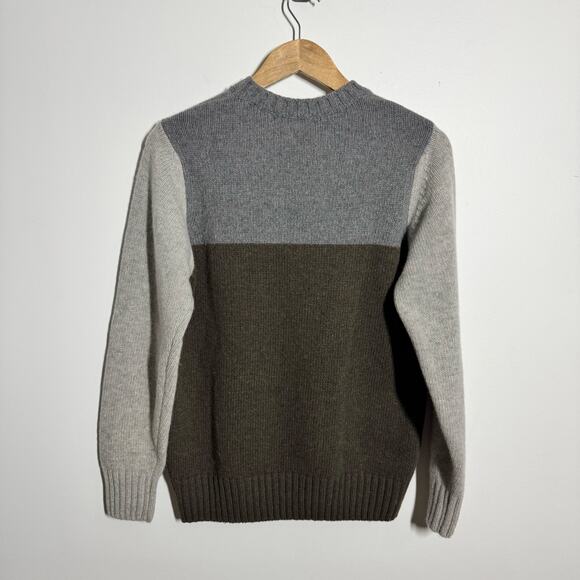 EMOZIONI UOMO Italian Wool Blend 90s Sweater Men S Block Gray Crew Neck Preppy - Picture 4 of 7